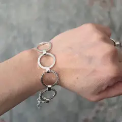 GENERICO - Pulsera Mujer Plata 950 Argollas Martilladas Hecha a Mano
