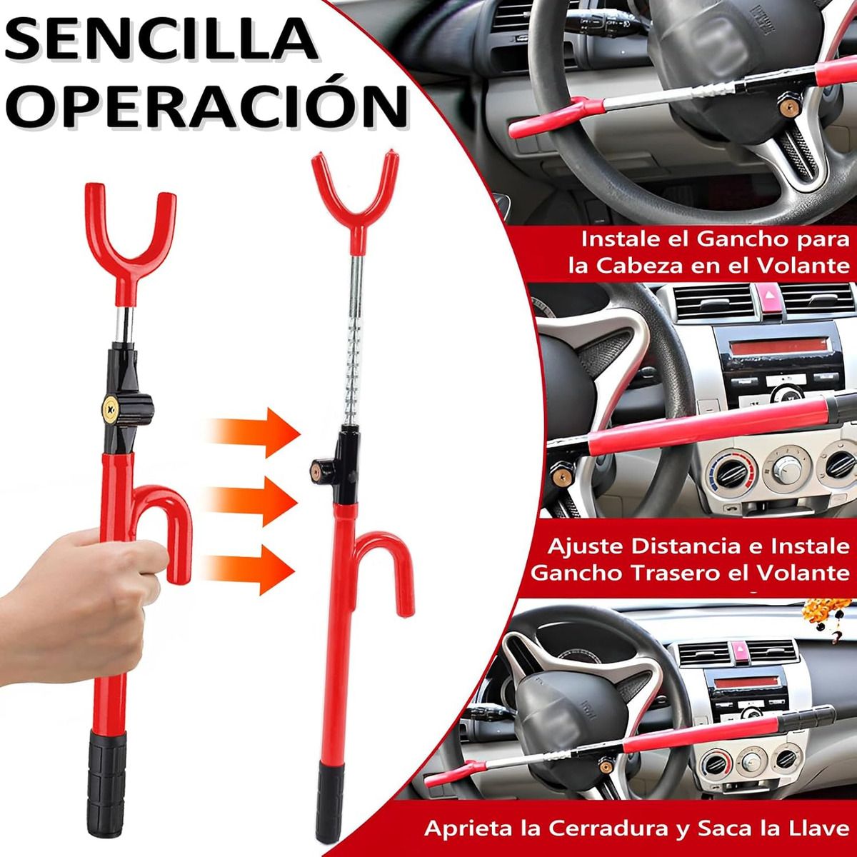 GENERICO - Ajustable De Seguridad Del Coche De Bloqueo Del Volante