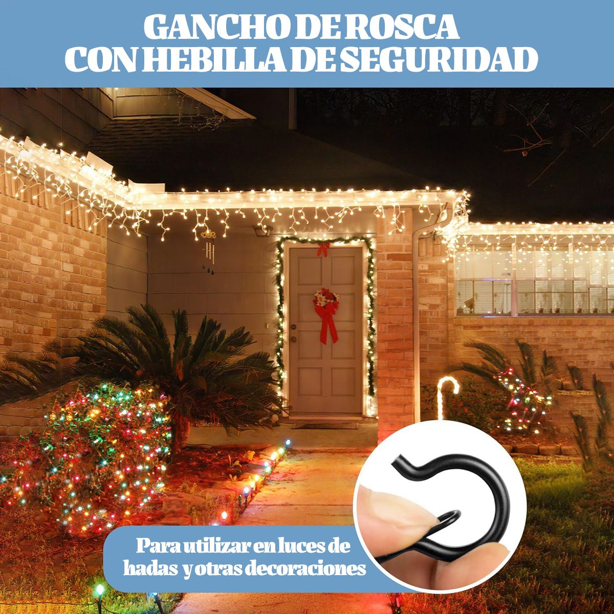 GENERICO - 20 Tornillos De Gancho Negros Ganchos De Rosca Con Seguro