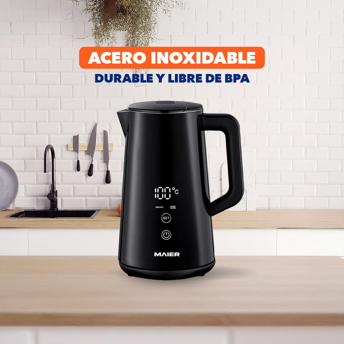 MAIER - Hervidor Eléctrico 1.5 Litros Smart Touch Maier DW200