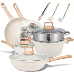 GENERICO - Batería De Cocina Antiadherente De Granito De 12 Piezas