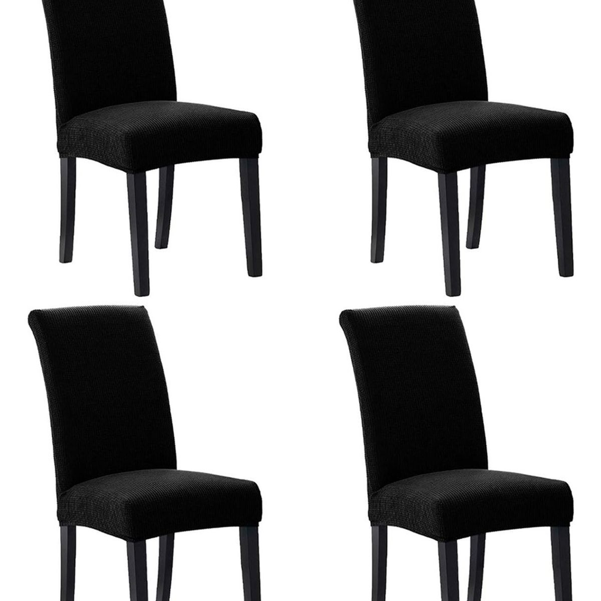 GENERICO - Pack 4 De Fundas De Sillas Para Comedor Tela Gruesa-Negro