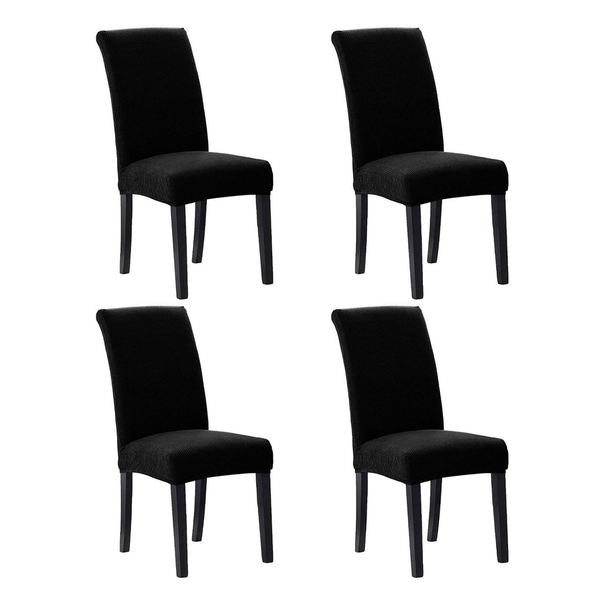 GENERICO - Pack 4 De Fundas De Sillas Para Comedor Tela Gruesa-Negro