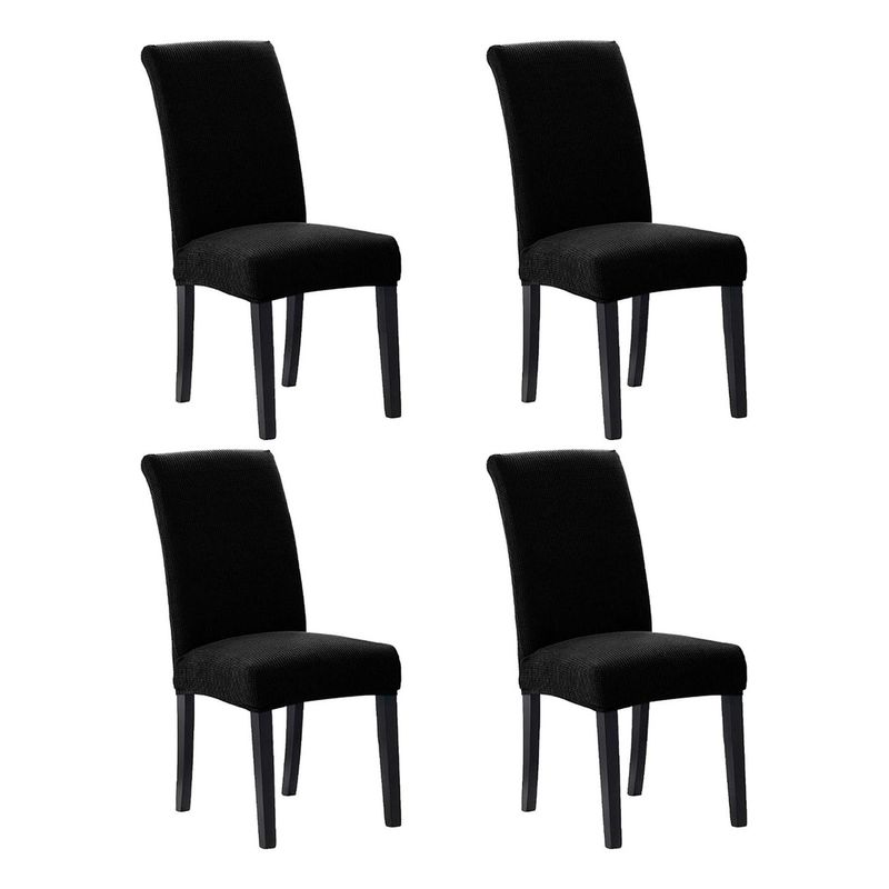 GENERICO - Pack 4 De Fundas De Sillas Para Comedor Tela Gruesa-Negro