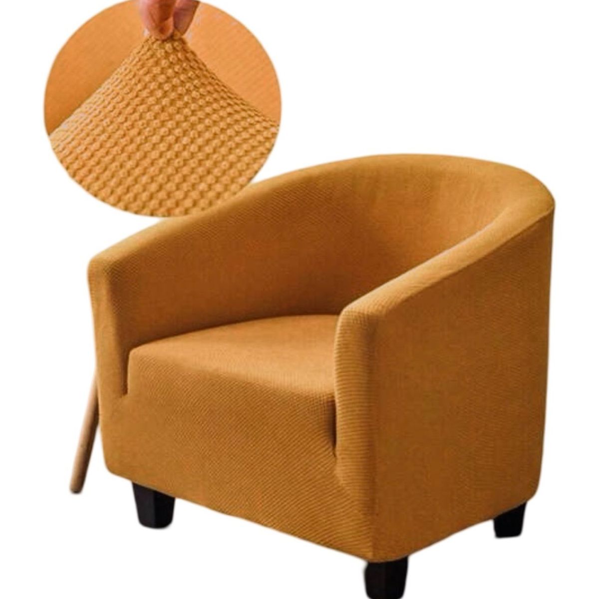 GENERICO - Juego de 2 Fundas Poltrona Sofa Texturizada Ajustable MOSTAZA