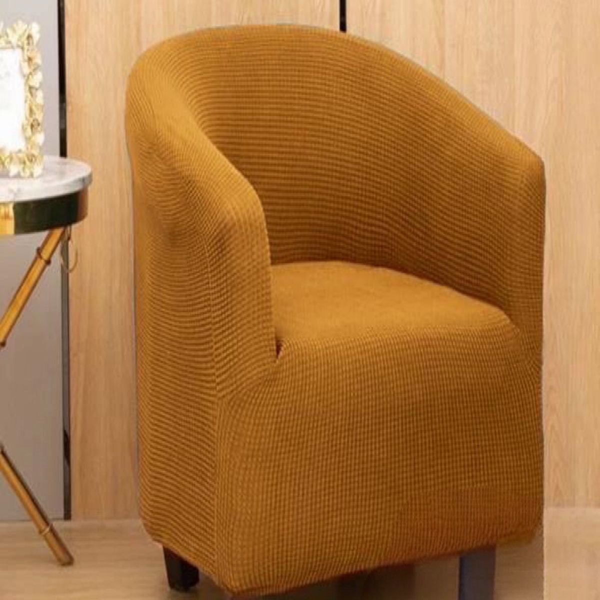 GENERICO - Juego de 2 Fundas Poltrona Sofa Texturizada Ajustable MOSTAZA