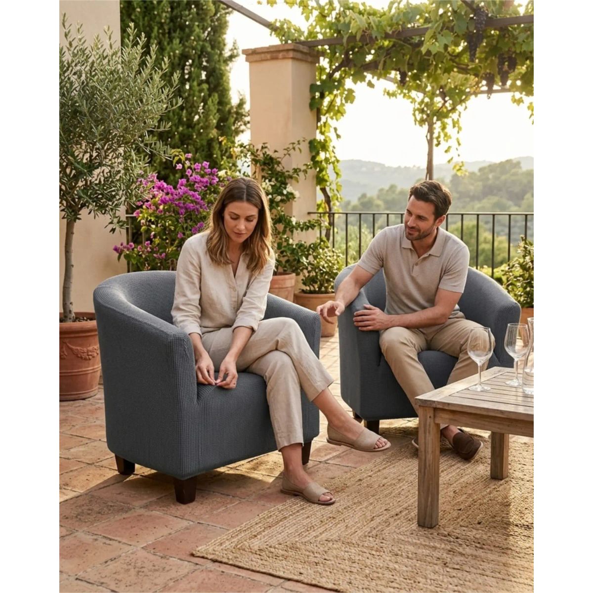 GENERICO - Pack 2 Funda para Poltrona Elástica y Ajustable Protector de Sillón Premium