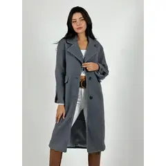 ENIGMATICA BOUTIQUE - Abrigo Largo de Paño Peludo 2 Botones Beige.