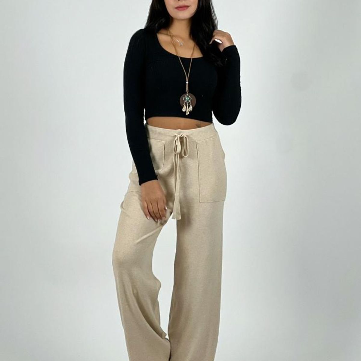 ENIGMATICA BOUTIQUE - Pantalón De Lana con Bolsillos Beige