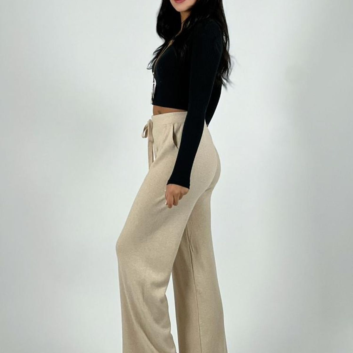 ENIGMATICA BOUTIQUE - Pantalón De Lana con Bolsillos Beige