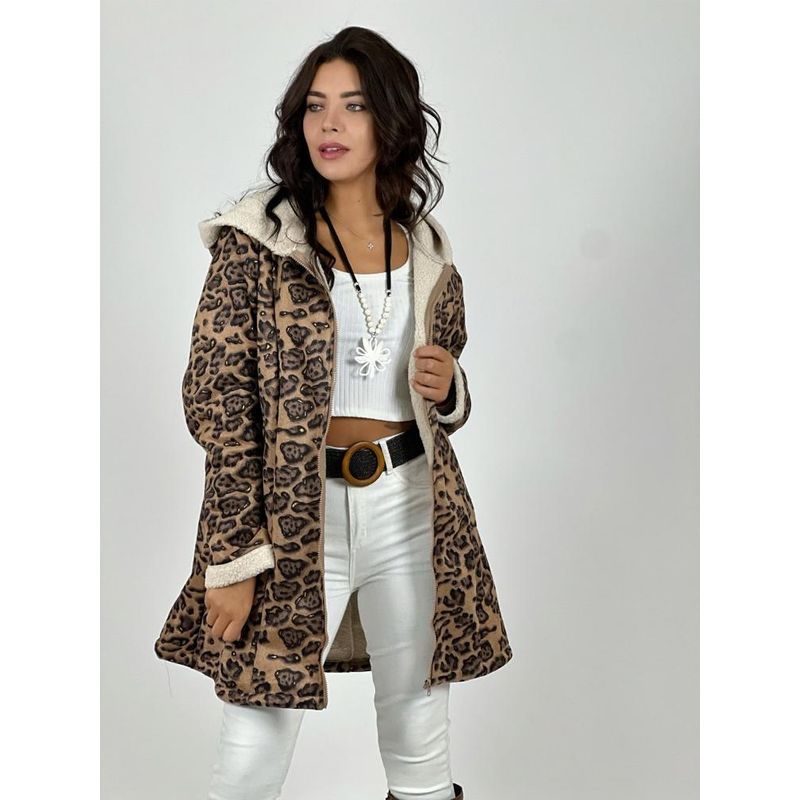 ENIGMATICA BOUTIQUE - Chaqueta Gamuza con Chiporro Manchas Beige