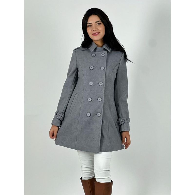 ENIGMATICA BOUTIQUE - Abrigo Trench Paño 12 Botones Con Correas Café
