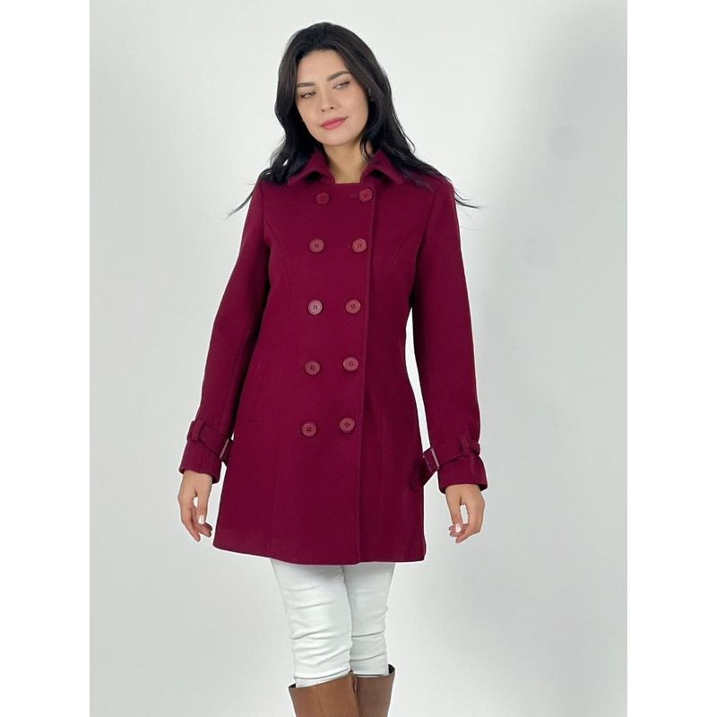 ENIGMATICA BOUTIQUE - Abrigo Trench Paño 12 Botones Con Correas Café