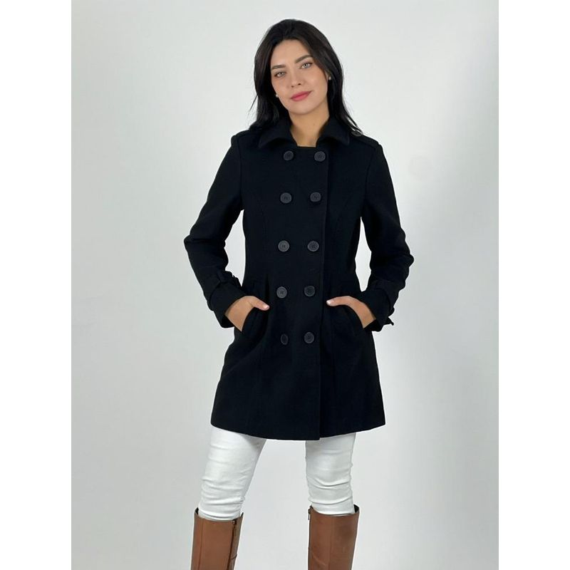 ENIGMATICA BOUTIQUE - Abrigo Trench Paño 12 Botones Con Correas Café