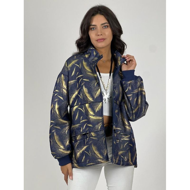 ENIGMATICA BOUTIQUE - Chaqueta Con Cierre Ondas y Puntos Azul