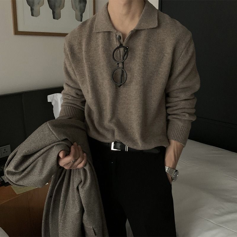TIOZONEY - Camisa de punto polo para hombres