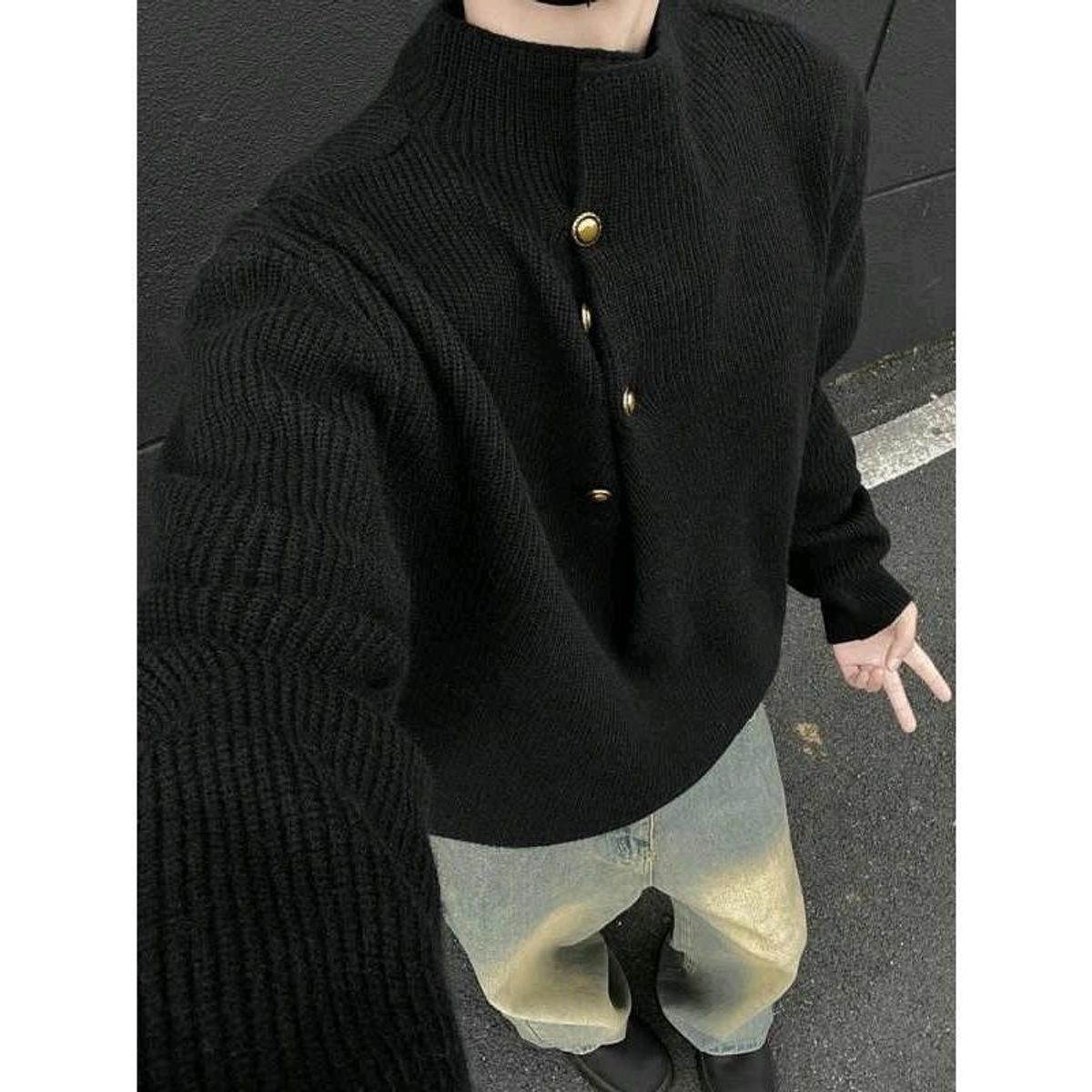 TIOZONEY - Suéter de lana para hombres