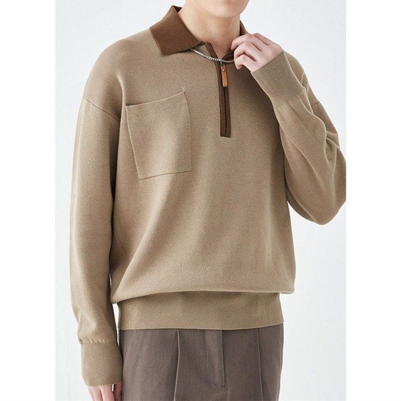 TIOZONEY - Camisa de solapa de manga larga para hombres