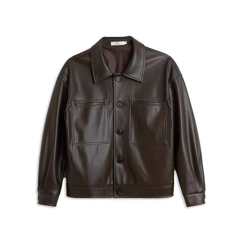 TIOZONEY - Chaqueta de cuero para motocicletas masculinas