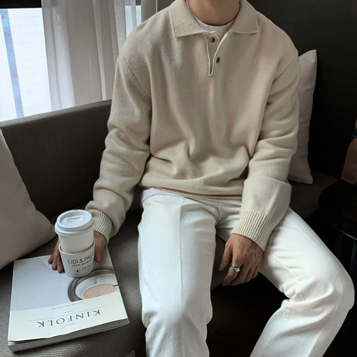 TIOZONEY - Camisa de punto polo para hombres