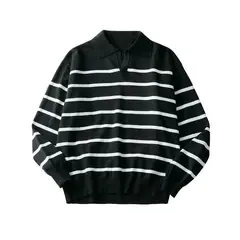 TIOZONEY - Suéter polo de punto para hombres de manga larga