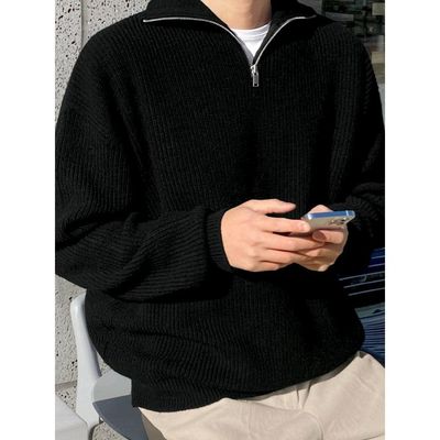 Imagen 2 del producto Suéter grueso de punto sólido para hombres