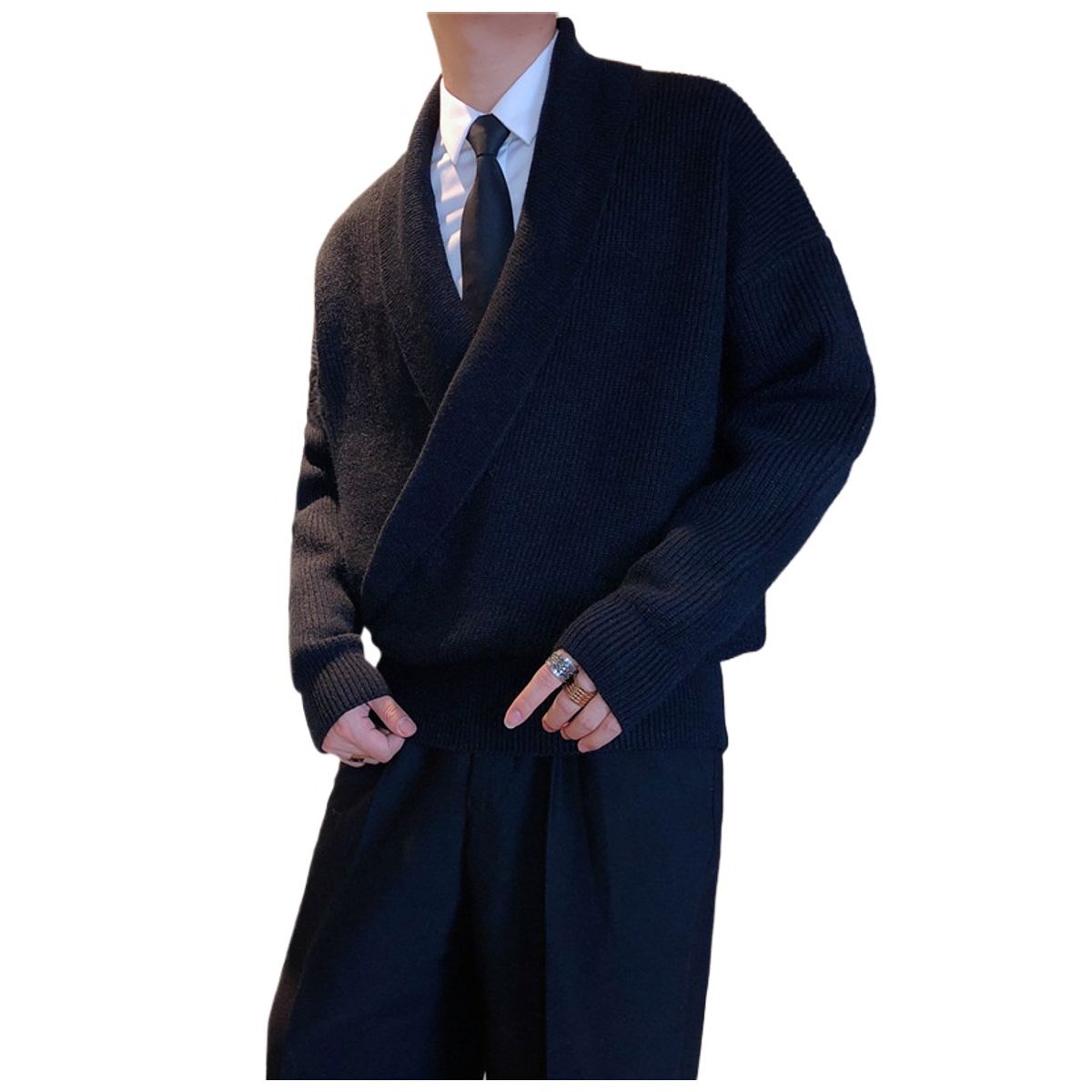 TIOZONEY - Chaqueta de suéter de lana para hombres