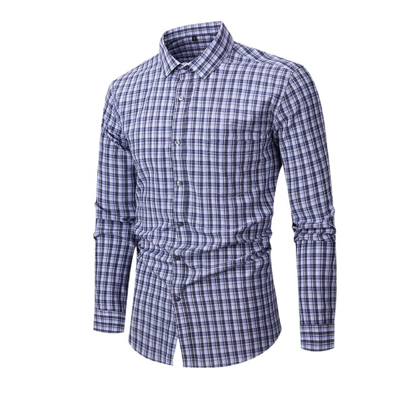 TIOZONEY - Camisa de cuadros elástica