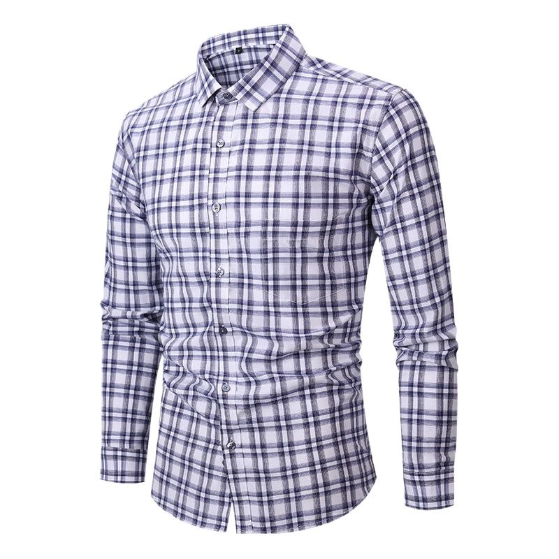 TIOZONEY - Camisa de cuadros elástica