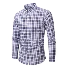TIOZONEY - Camisa de cuadros elástica