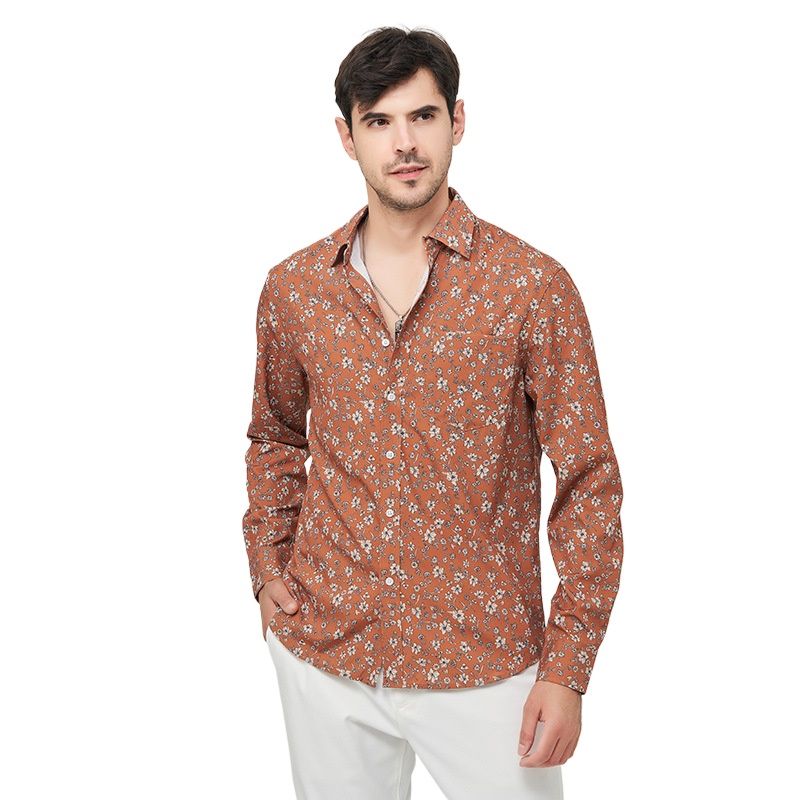 TIOZONEY - Camisa floral de manga larga