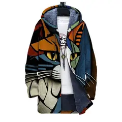 DANWEILE - Capucha con cremallera con gorro y cuello para hombre Serie Cat
