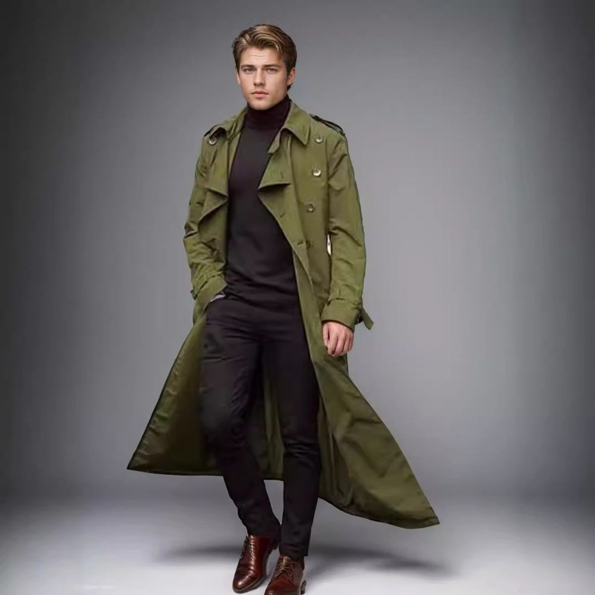 TIOZONEY - Abrigo a prueba de viento casual para hombres