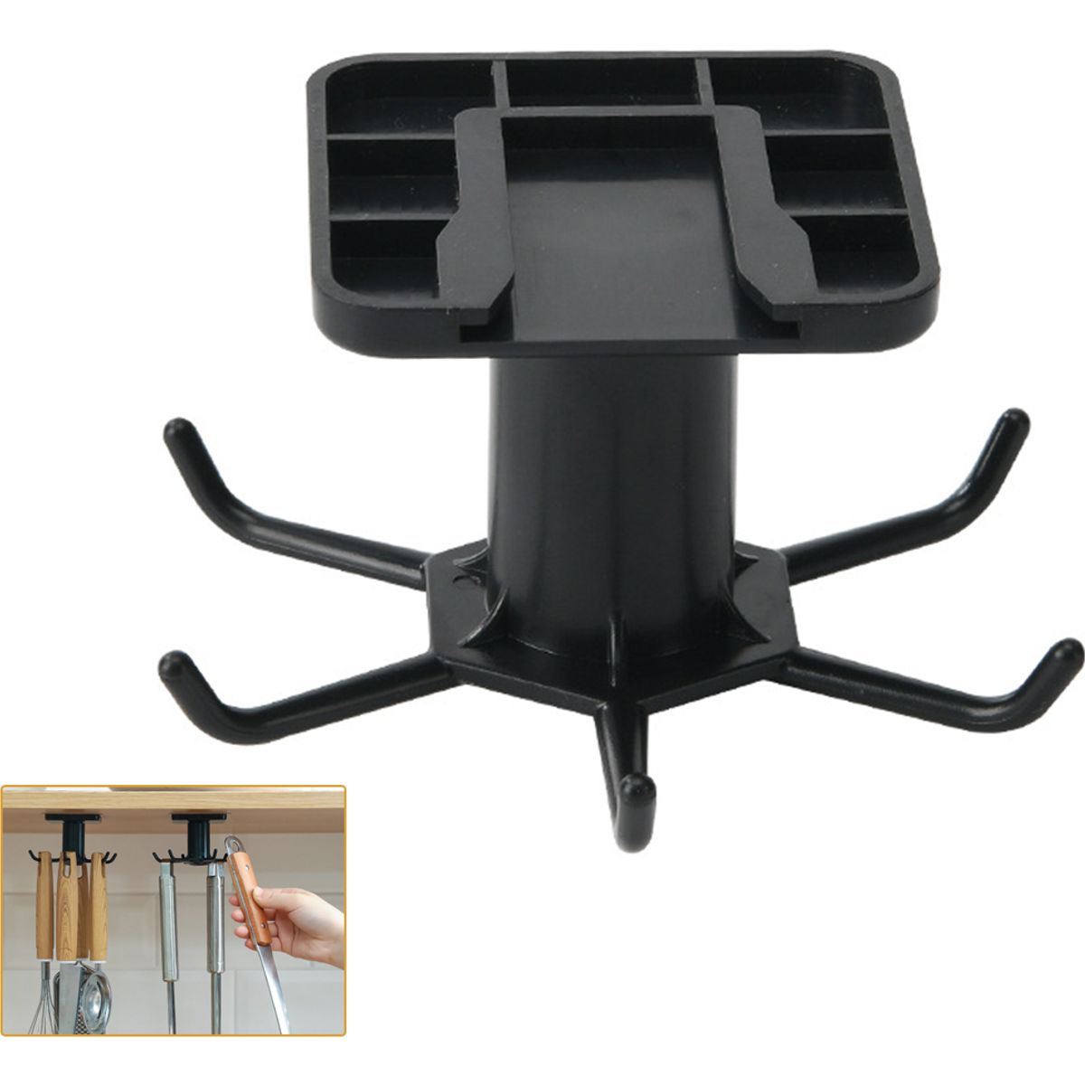 GENERICO - 360°Giratorio Ganchos Para Utensilios De Cocina Con 6 Gancho