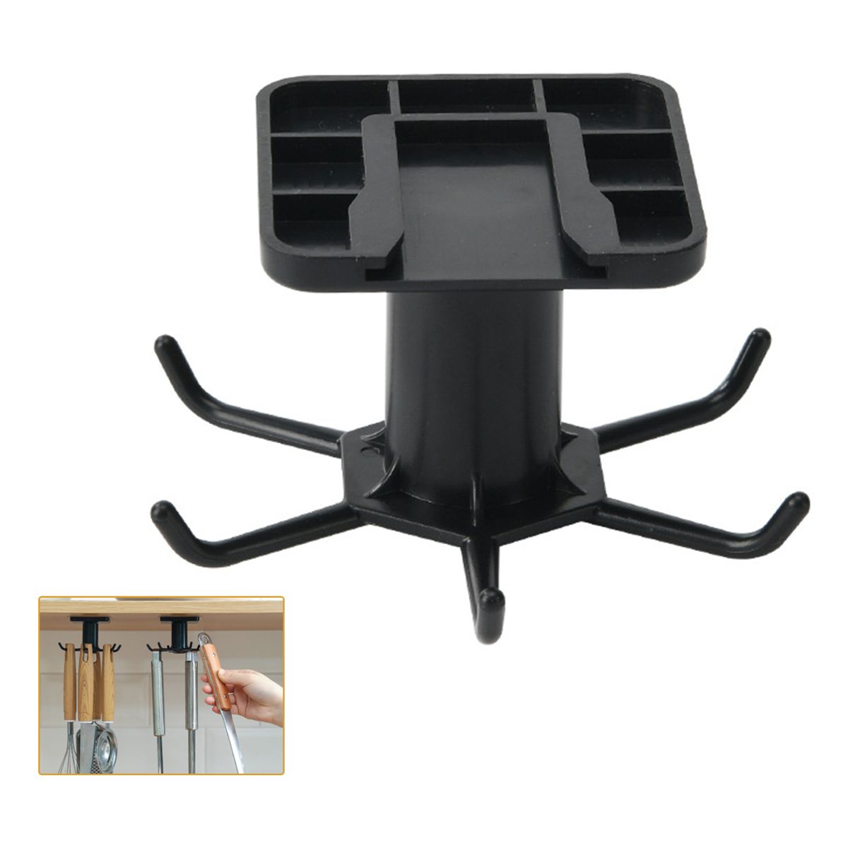 GENERICO - 360°Giratorio Ganchos Para Utensilios De Cocina Con 6 Gancho