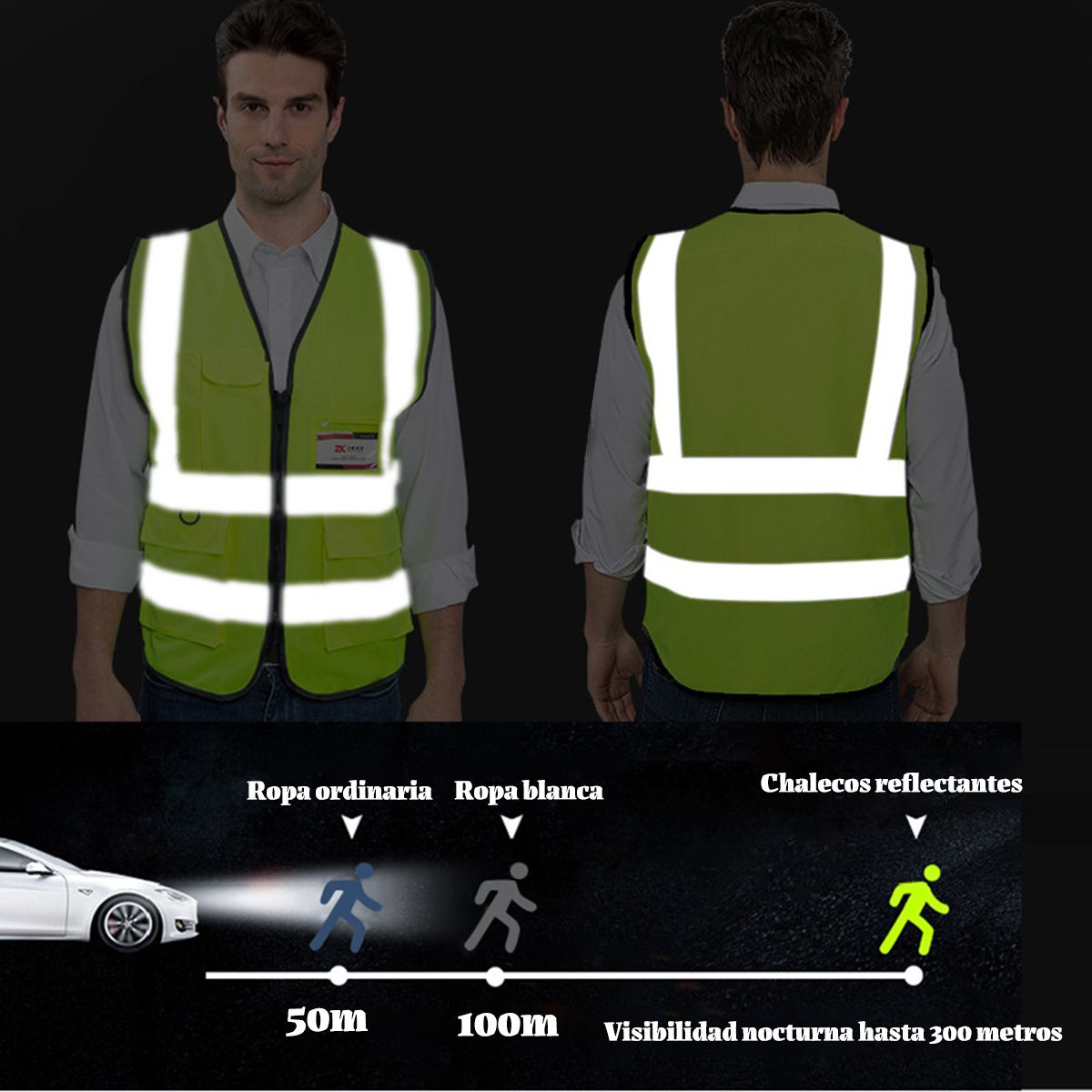 GENERICO - Chaleco Reflectante Seguridad Reglamentari-Verde