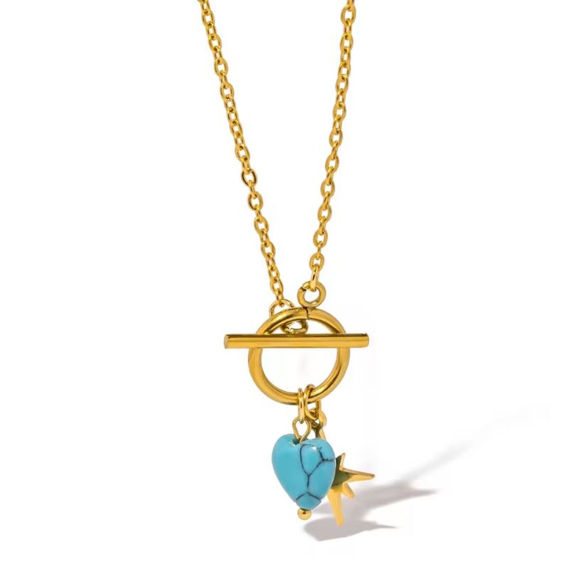 GENERICO - Collar Turquesa chapado en oro 18k