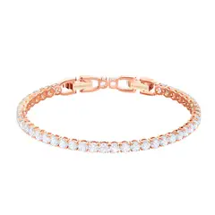 SWAROVSKI - Pulsera Tennis Blanco Baño De Oro Rosa Para Mujer 5464948_.