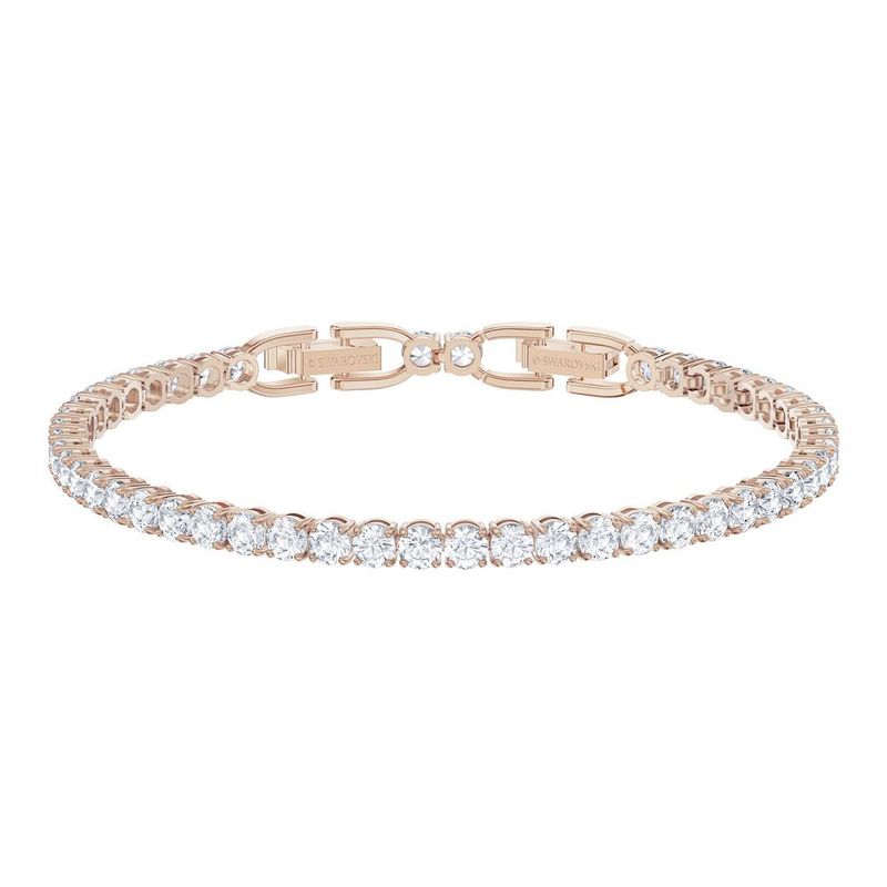 SWAROVSKI - Pulsera Swarovski Tennis Deluxe Blanco - Baño En Tono Oro Rosa 5513400
