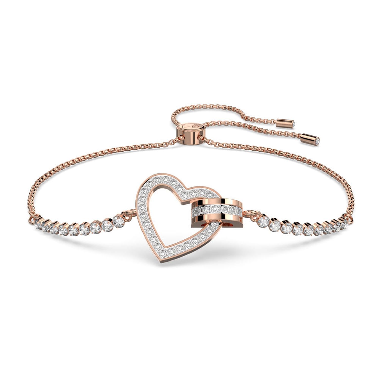 SWAROVSKI Pulsera Swarovski Lovely Corazón Blanca Baño Tono Oro
