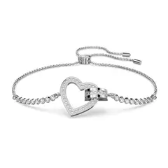 SWAROVSKI - Pulsera Lovely Corazón Blanca Baño De Rodio 5636447