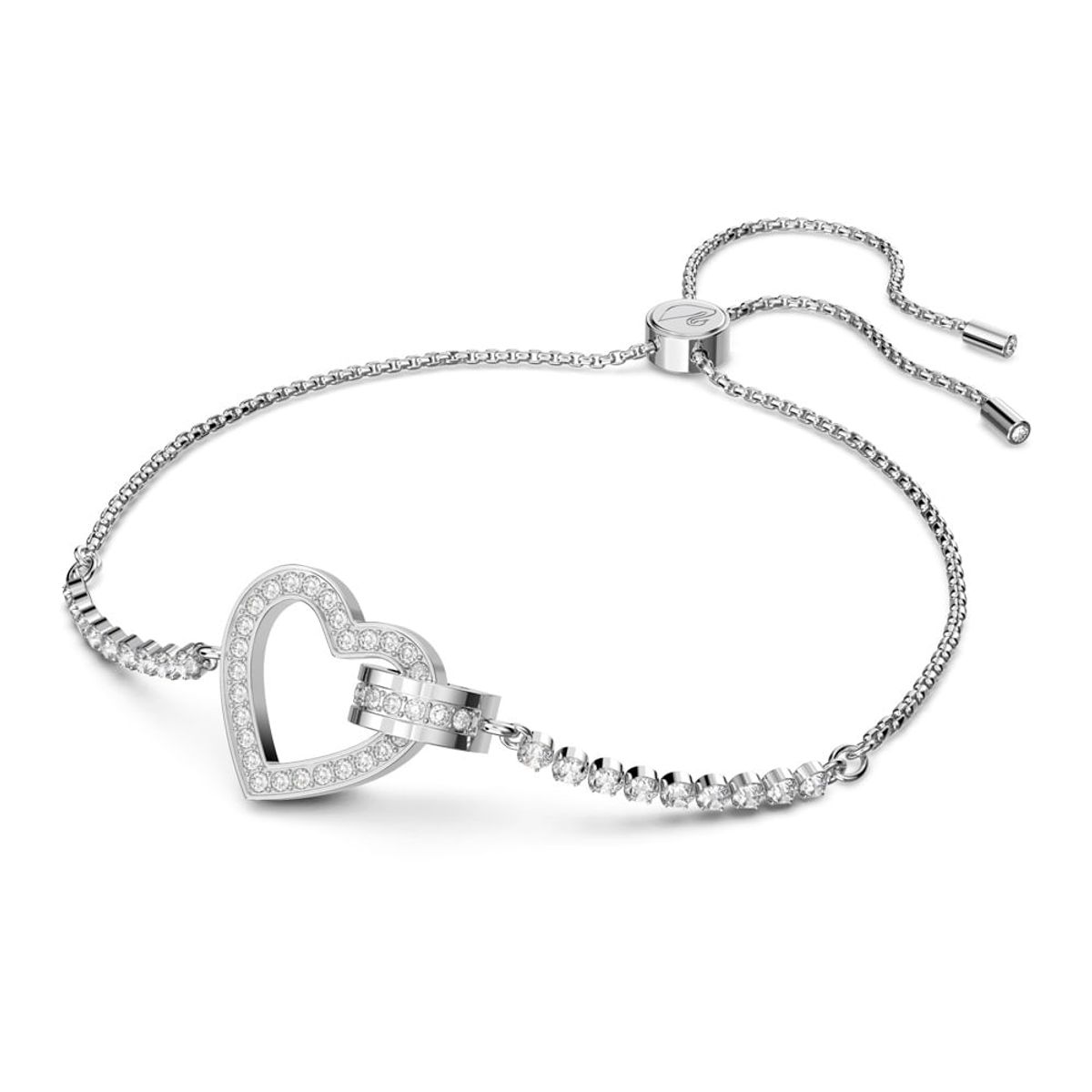SWAROVSKI - Pulsera Swarovski Lovely Corazón Blanca Baño De Rodio 5636447