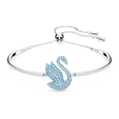 SWAROVSKI - Pulsera Iconic Swan Cisne Azul Baño De Rodio 5660595_.