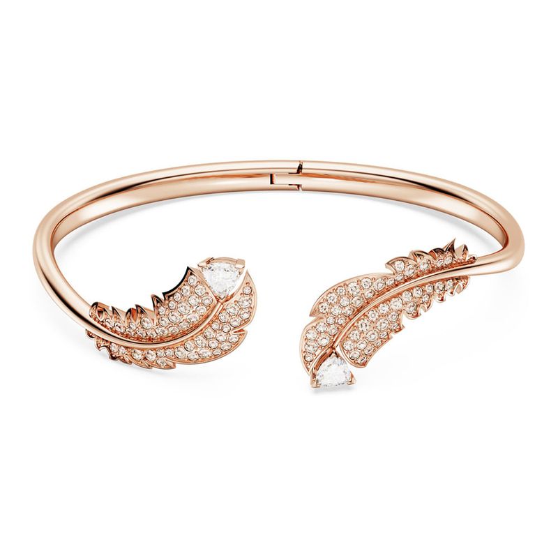 SWAROVSKI - Pulsera Swarovski Nice Pluma Blanco Baño Tono Oro Rosa 5663478