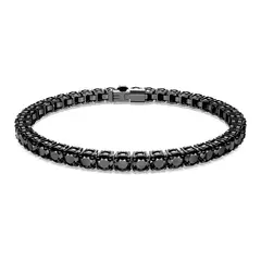 SWAROVSKI - Pulsera Matrix Tennis Talla Redonda Negra Rutenio 5664150_.