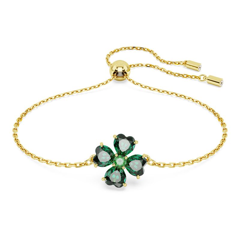SWAROVSKI - Pulsera Swarovski Idyllia Tallas Mixtas Trébol Verde Oro 5666585_.