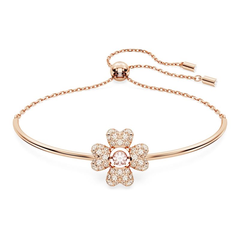 SWAROVSKI - Pulsera Swarovski Idyllia Trébol Blanca Baño Tono Oro Rosa 5674487