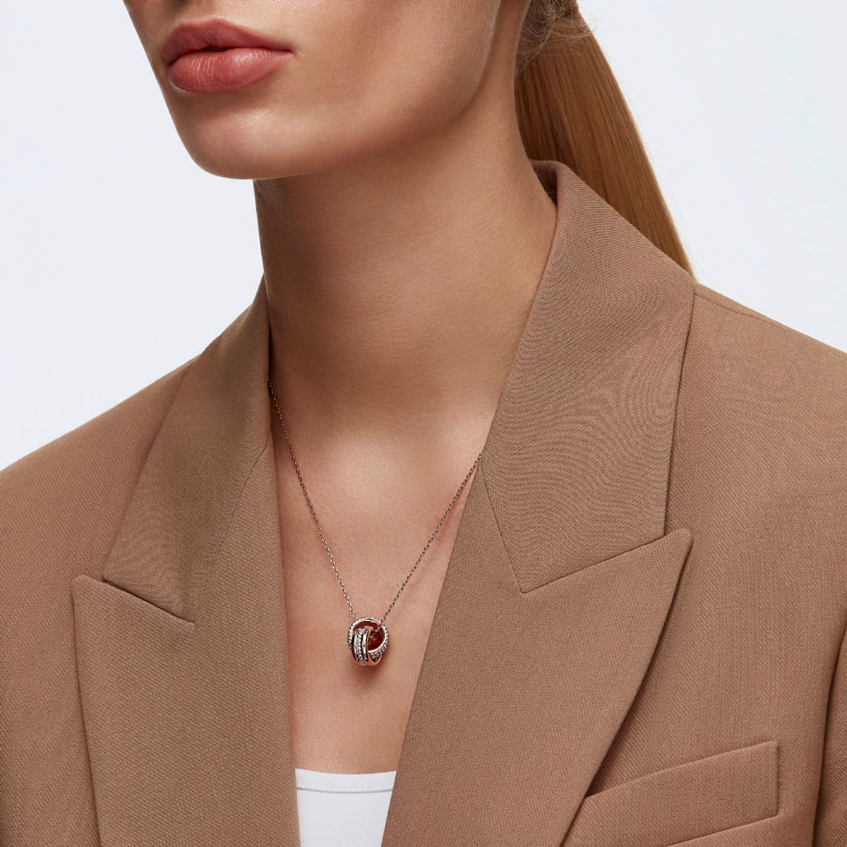 SWAROVSKI - Colgante Swarovski Further Pequeño Blanco Baño De Oro Rosa 5240525