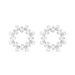 SWAROVSKI - Pendientes Millenia Círculo Blanco Baño De Rodio 5601509