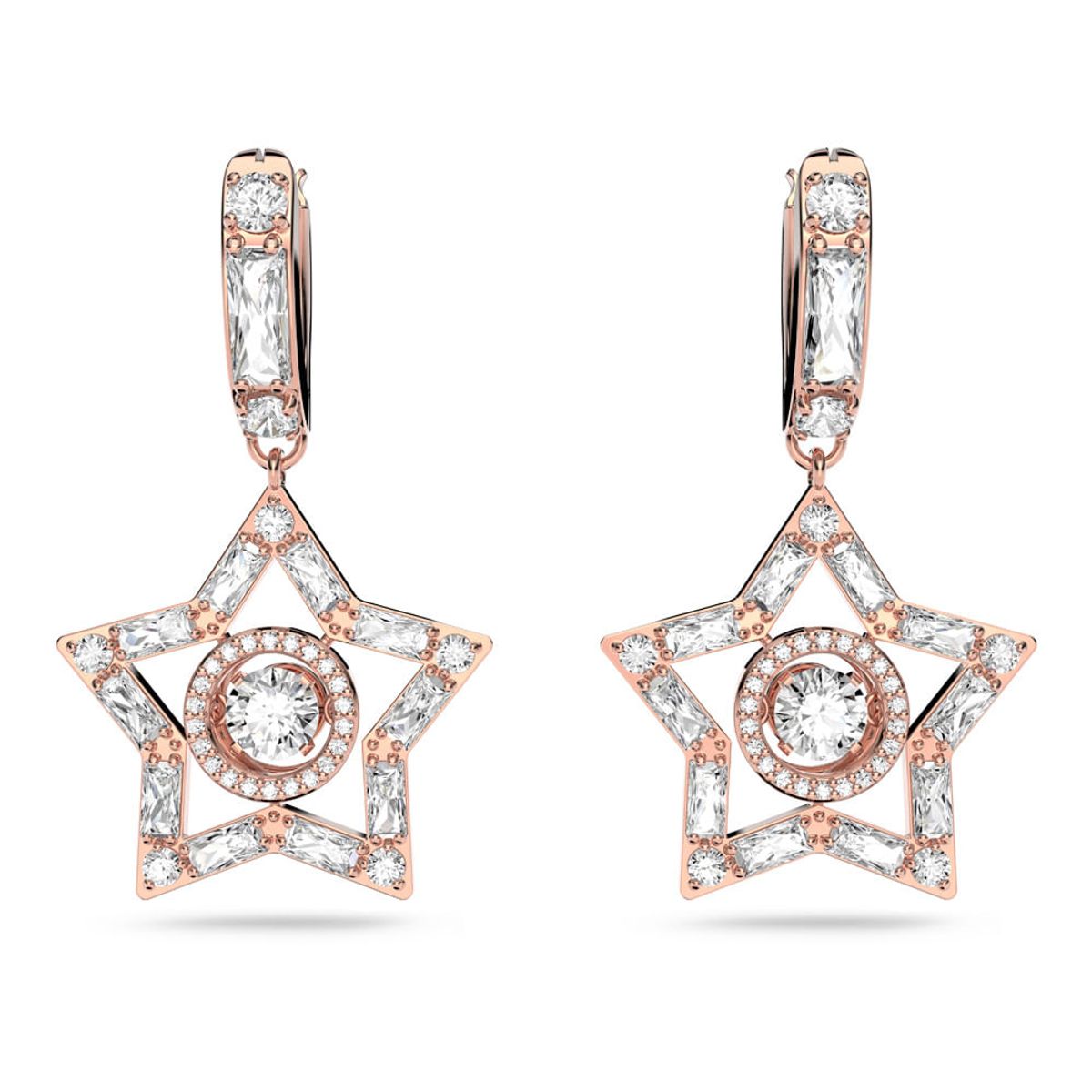 SWAROVSKI - Pendientes Swarovski De Aro Stella Blanco Baño Tono Oro Rosa 5617769